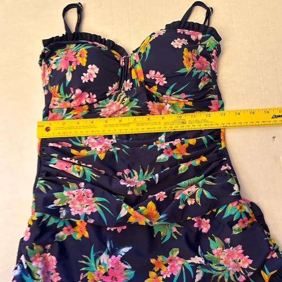 Shore Shapes one piece swim suit bathing suit floral navy  print Sz-12. W13 - Picture 9 of 10